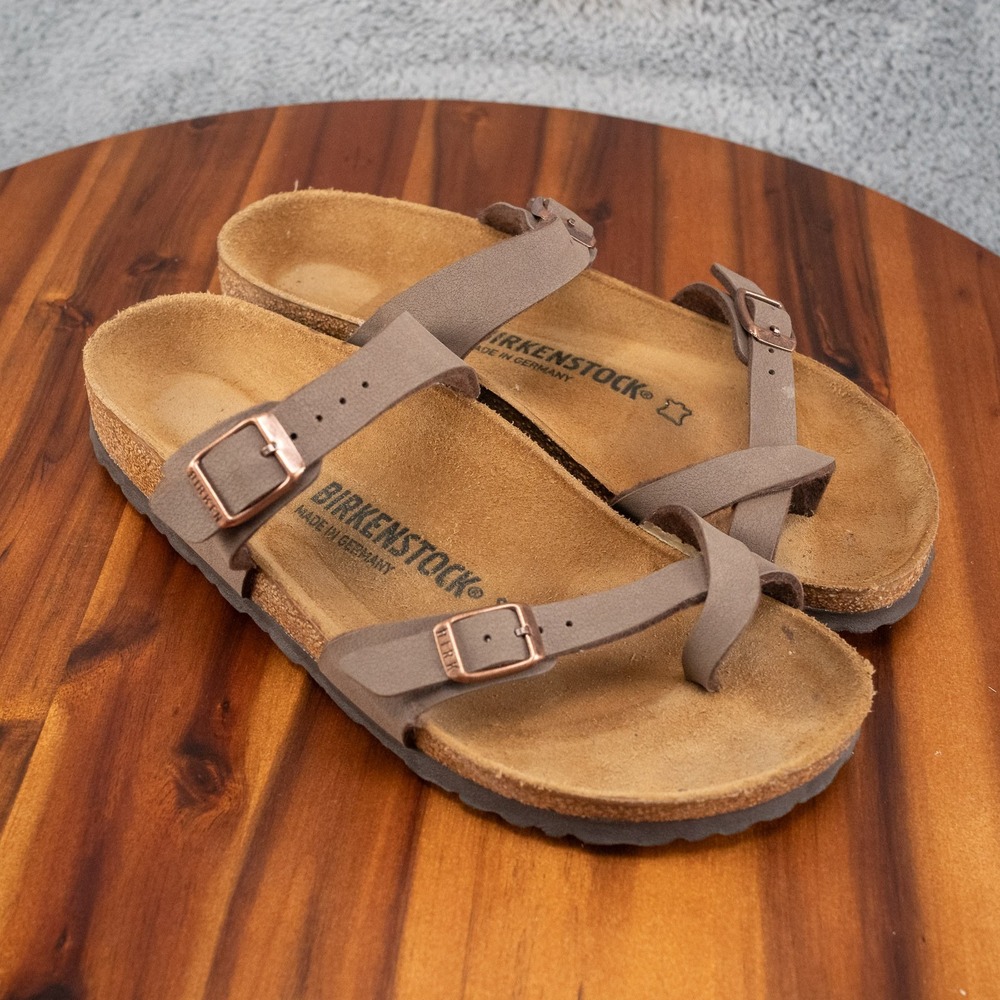 Birkenstock Mayari Birkibuc Leather Sandals Unisex Shoes Mocha EU 39 Womens 8